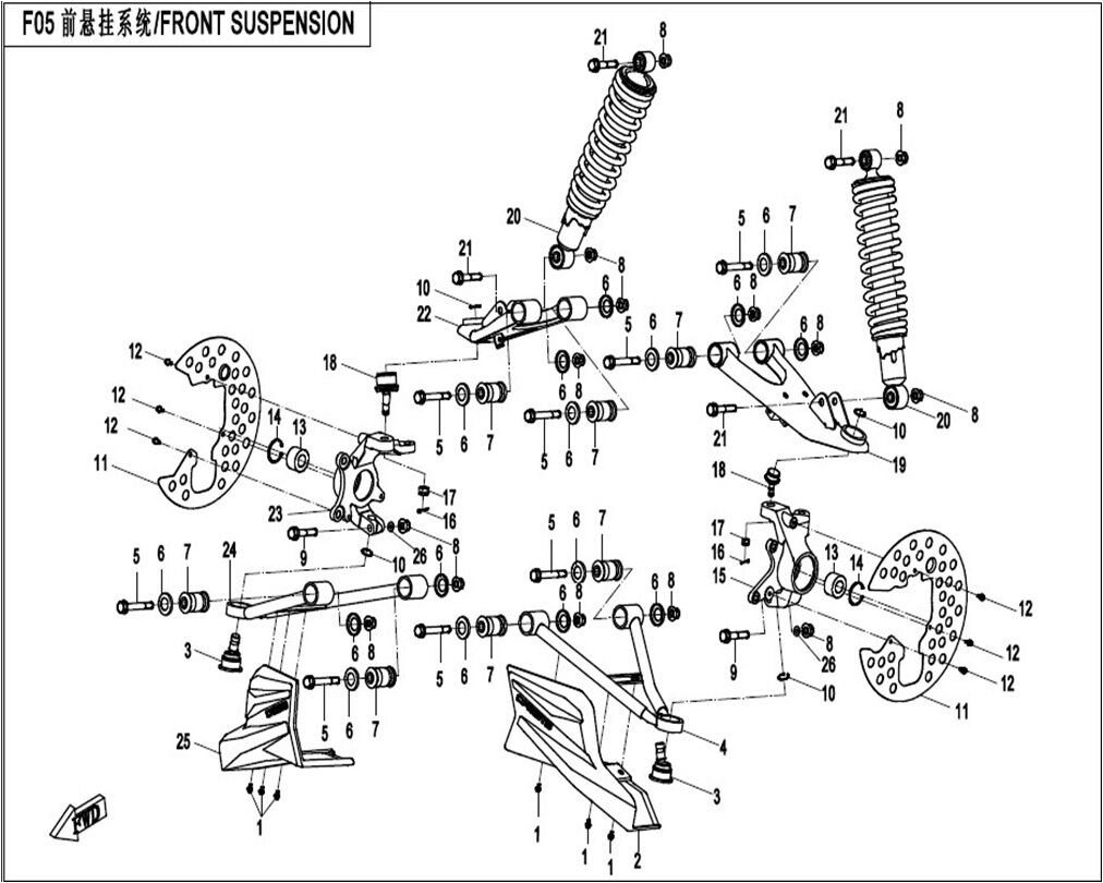 SUSPENSION AVANT POUR CFORCE 450 2015