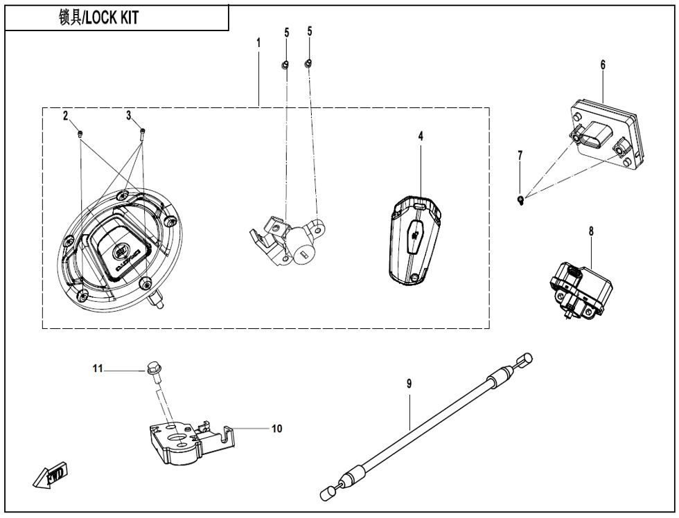 KIT DE VERROUILLAGE POUR CF 800 NK ADVANCE 2024