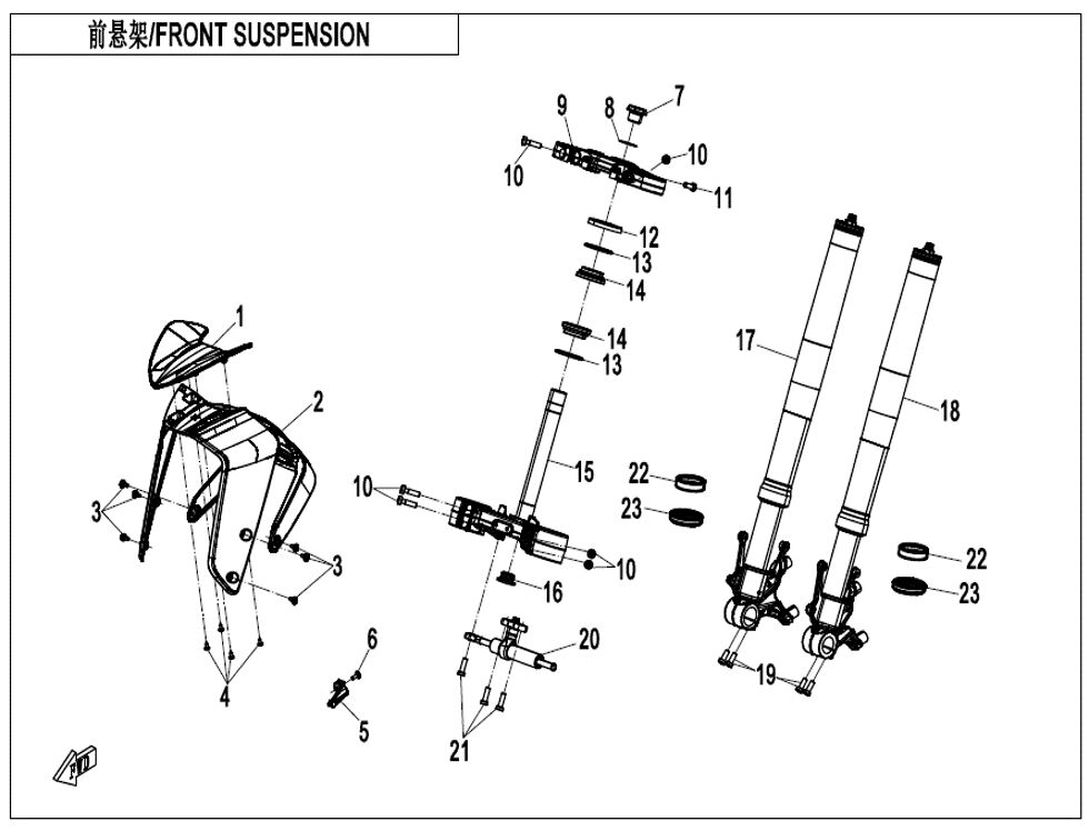 SUSPENSION AVANT POUR CF 800 NK SPORT 2023