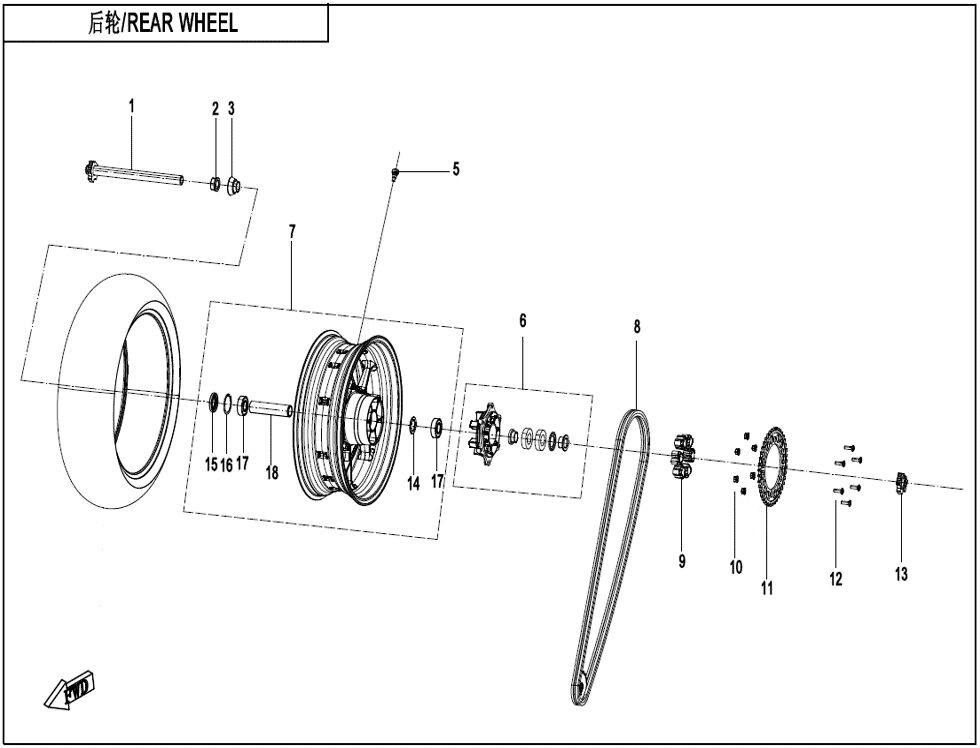 ROUE ARRIERE POUR CF 800 NK ADVANCE 2024