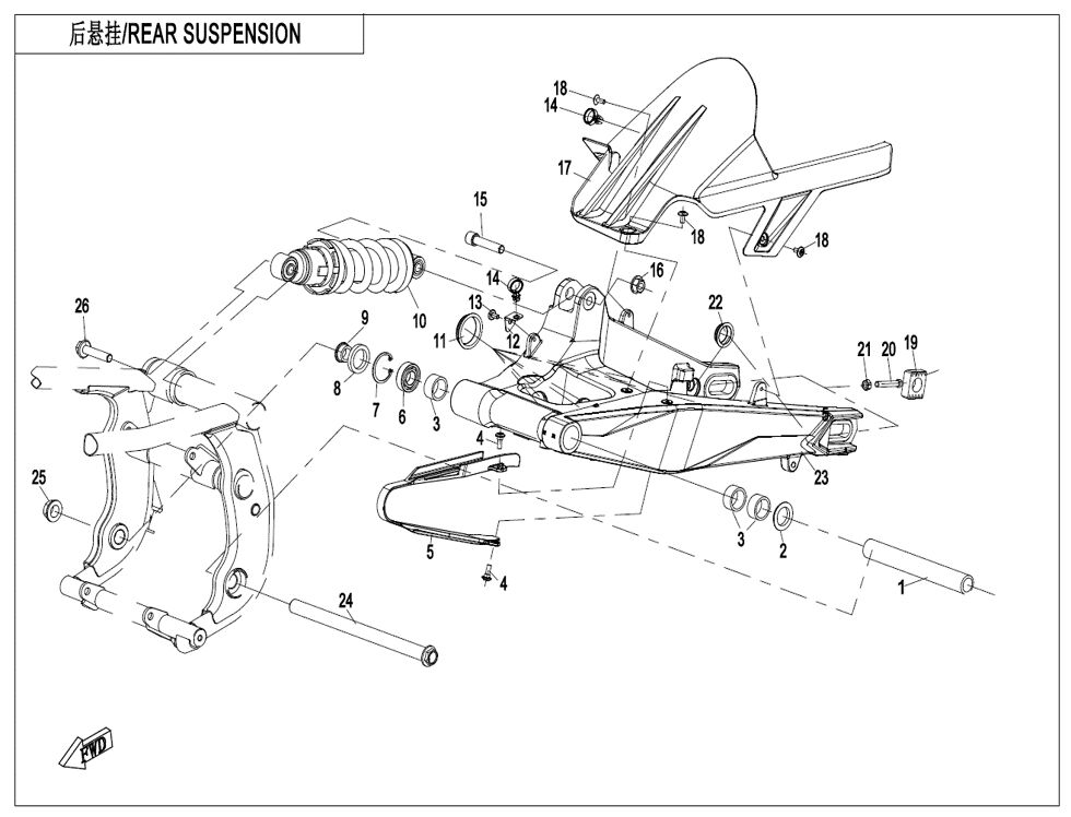 SUSPENSION ARRIERE POUR CF 700 MT 2023