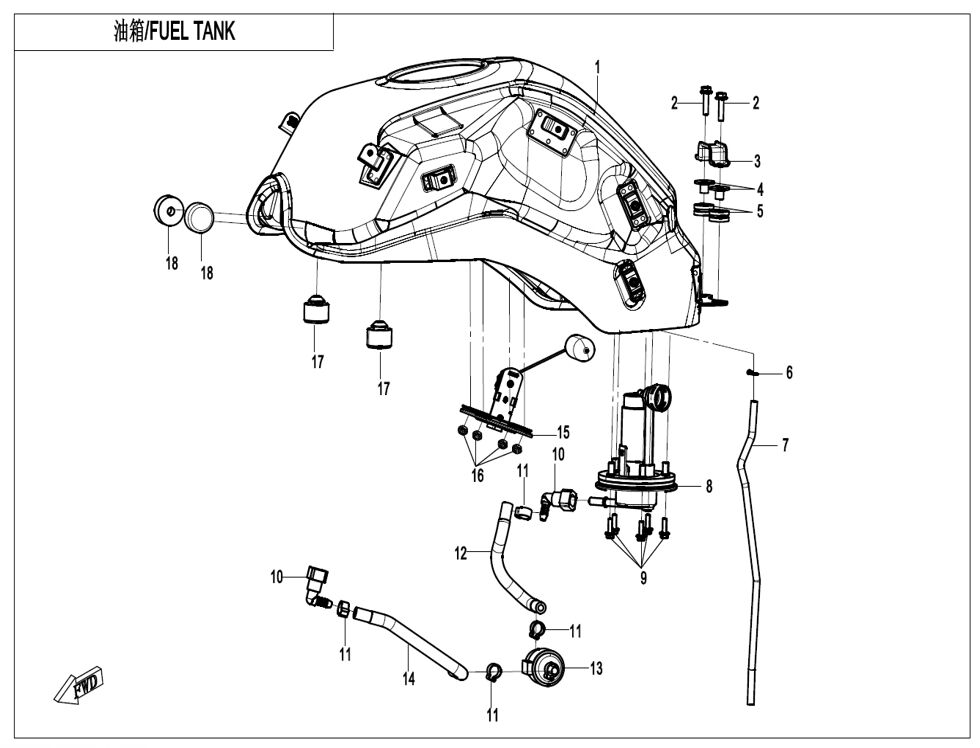 RESERVOIR DE CARBURANT POUR CF 700 MT 2023