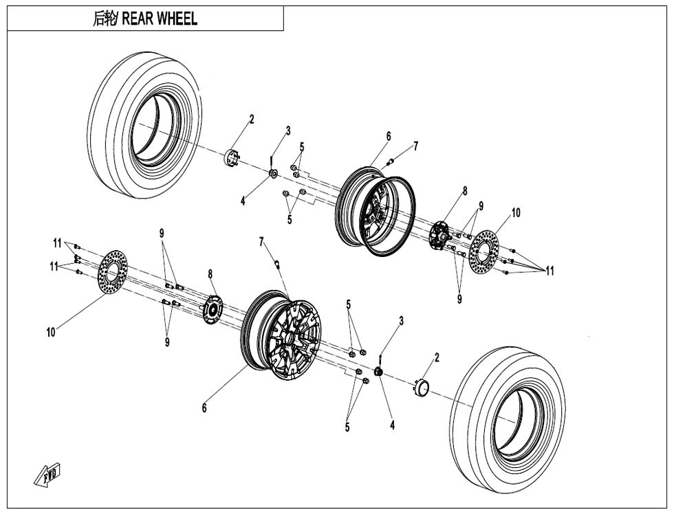 ROUE ARRIERE POUR UFORCE 1000 EPS BICYLINDRE 2024