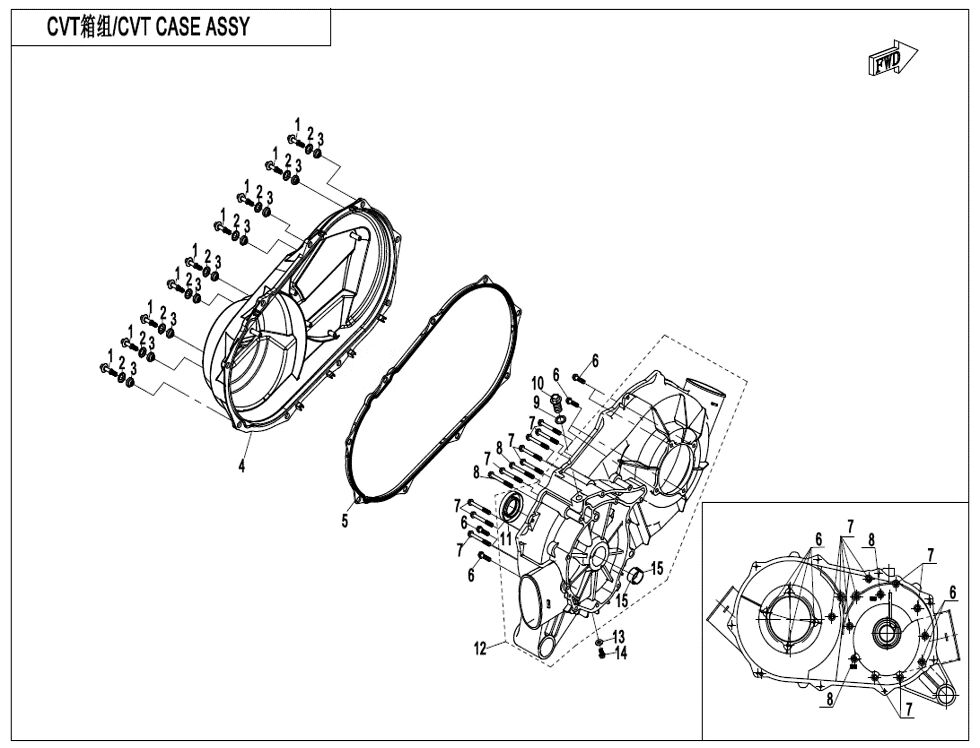 ENSEMBLE DU BOITIER CVT POUR UFORCE 1000 EPS BICYLINDRE 2025