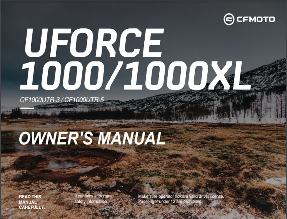 MANUEL PROPRIETAIRE POUR UFORCE 1000 XL BICYLINDRE 2023