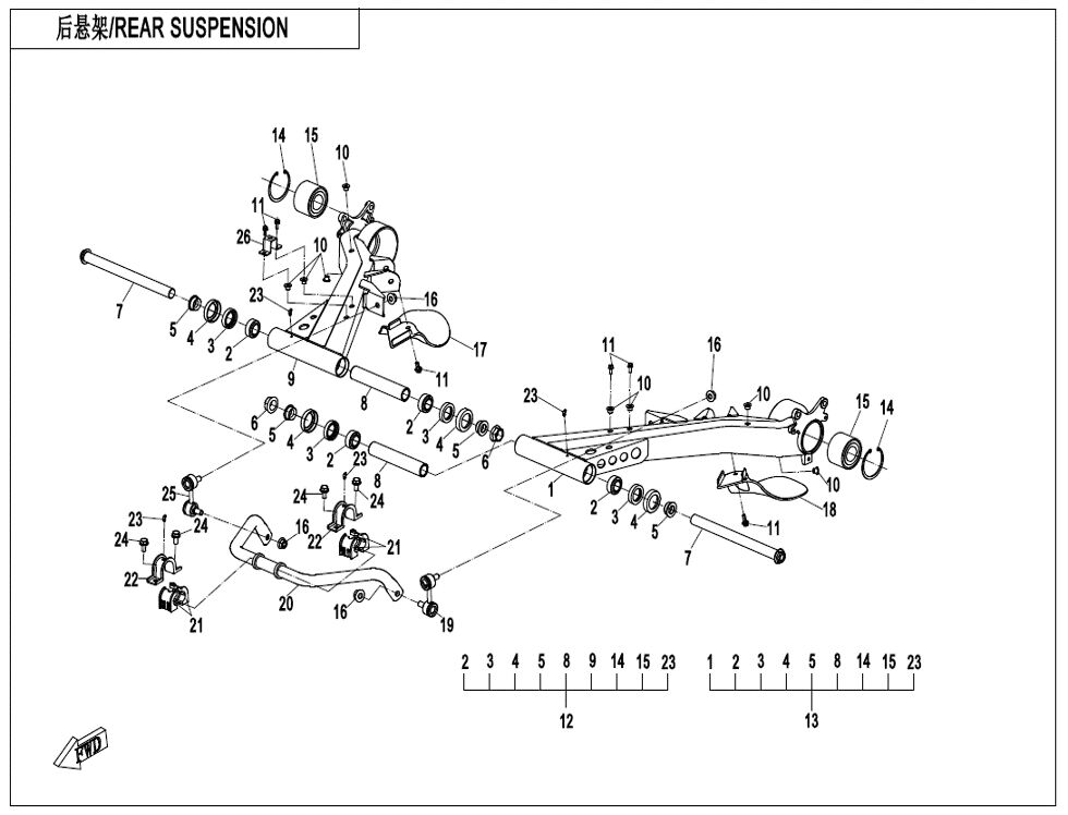 SUSPENSION ARRIERE COULEE POUR CFORCE 1000 T3 EPS 2022