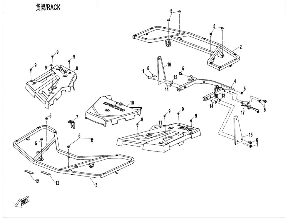RACK POUR CF 1000 T3 OVERLAND AVEC DIFF ARRIERE 2022