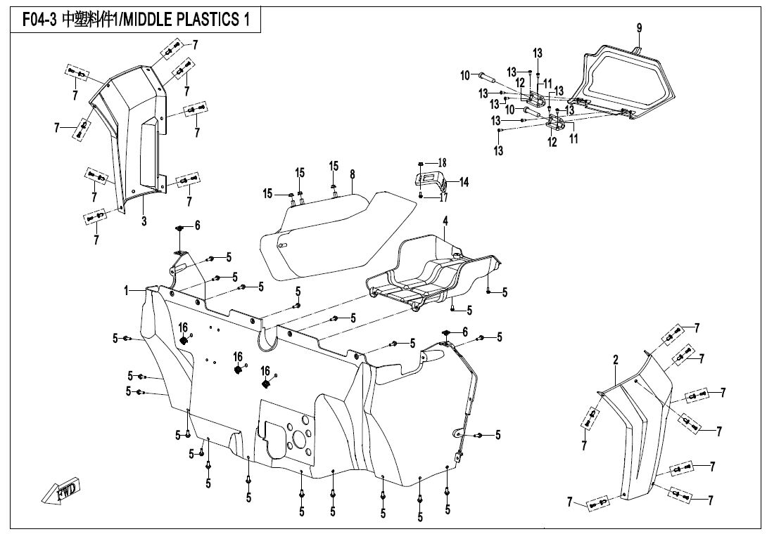PLASTIQUES CENTRAUX 1 POUR ZFORCE 800 T1 2019