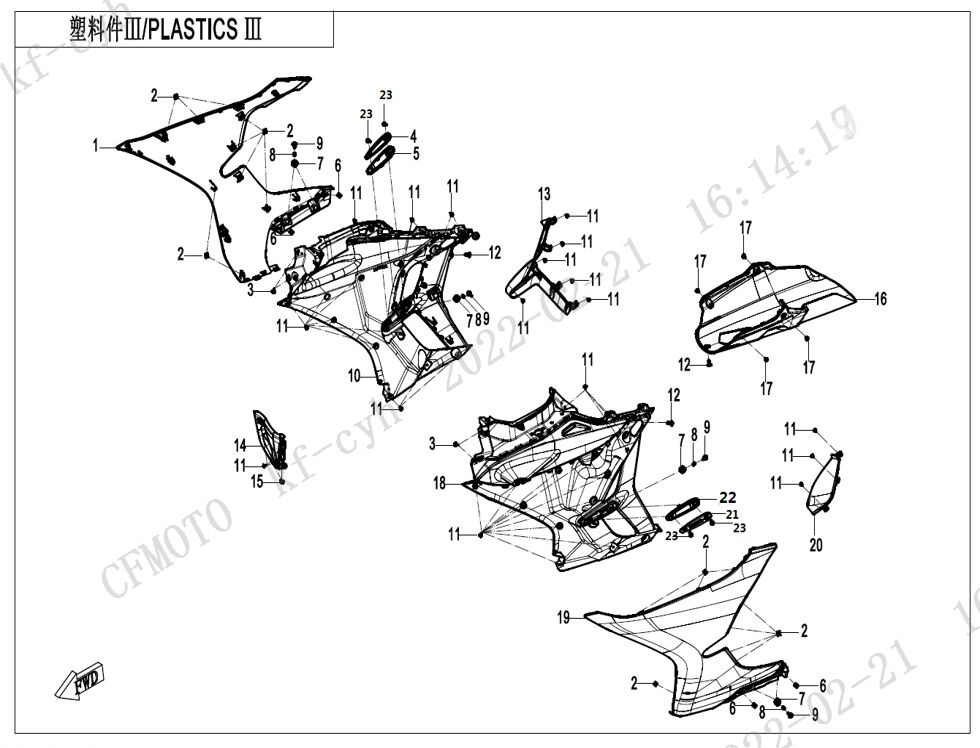 PLASTIQUES 3 POUR CF 450 SR 2023