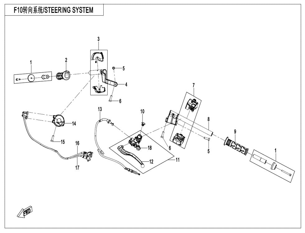 SYSTEME DE DIRECTION POUR CF 450 SR 2023