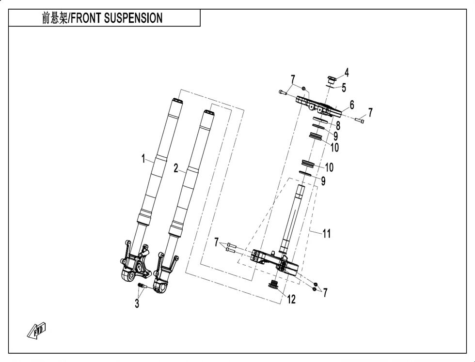 SUSPENSION AVANT POUR CF 450 NK 2023