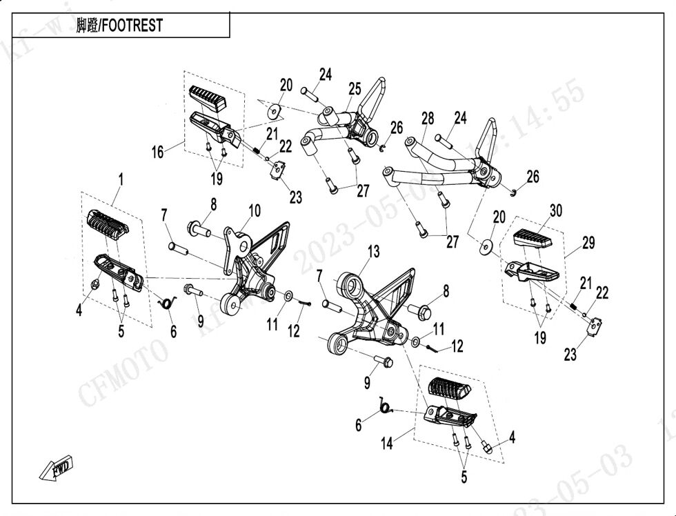 REPOSE PIEDS POUR CF 450 NK 2023