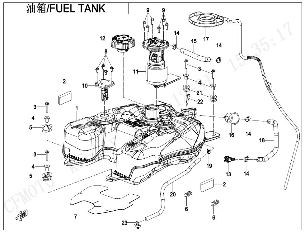 RESERVOIR DE CARBURANT POUR CFORCE 520 T3 LONG BASIC 2024