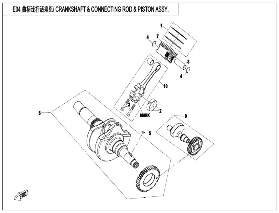 ENSEMBLE VILEBREQUIN BIELLE ET PISTON POUR CFORCE 450 T3 COURT EXPERT EPS 2024