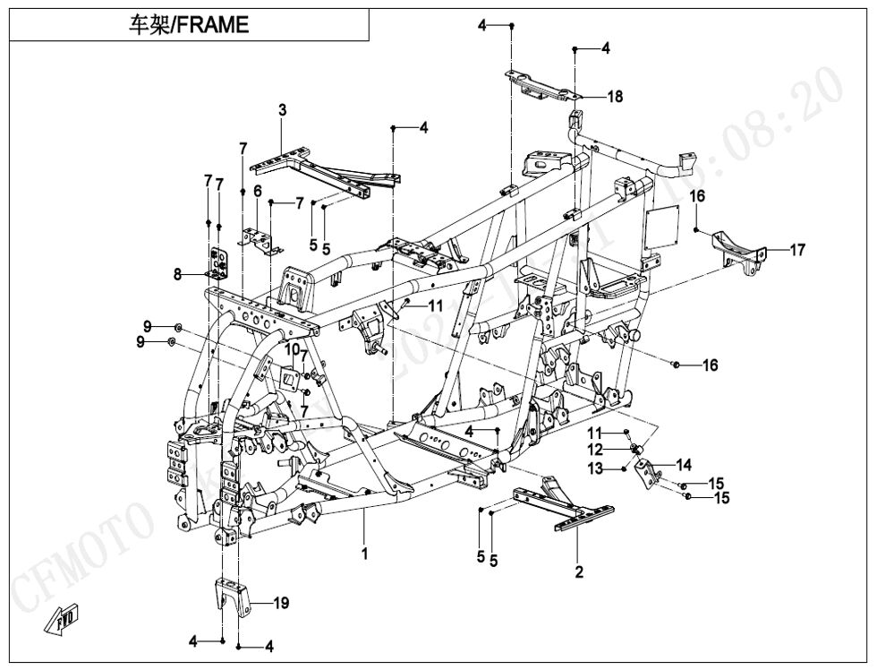 CHASSIS POUR CFORCE 450 L7E COURT BASIC 2024