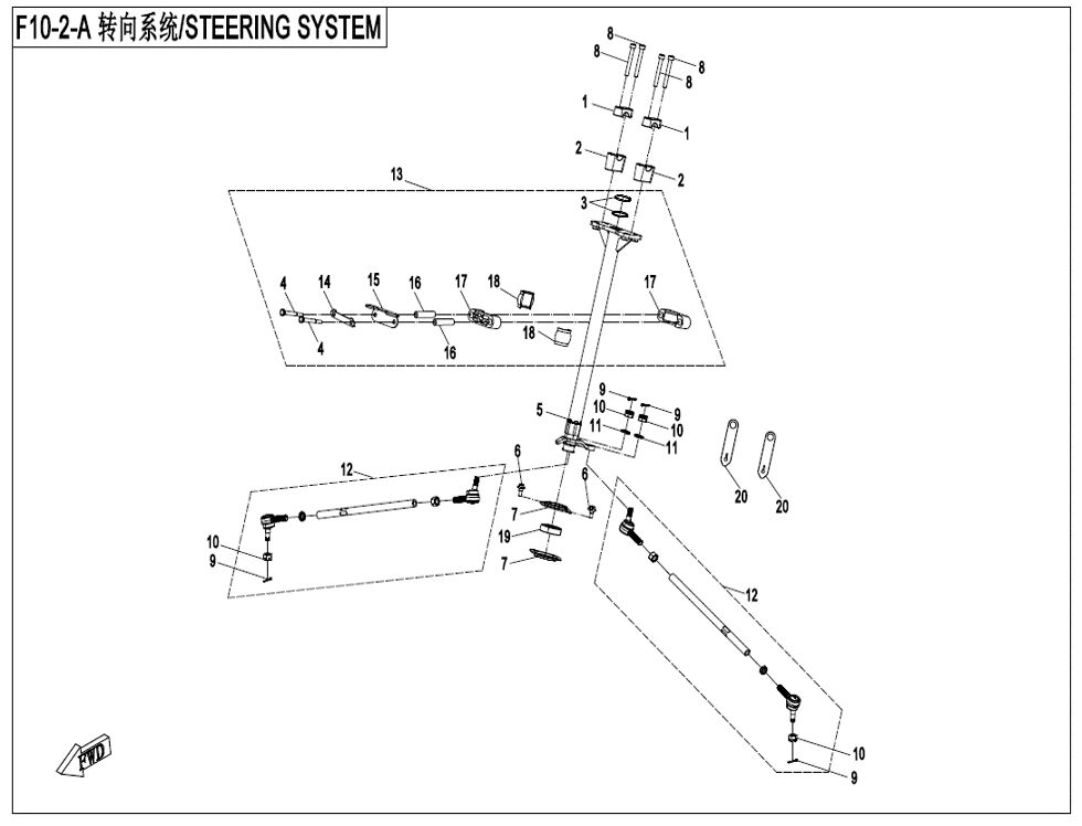SYSTEME DE DIRECTION POUR CFORCE 520 T3 S BLACK LINE X5 2024