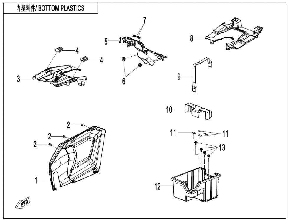 PLASTIQUES INFERIEURS POUR CFORCE 625 L7E EPS 2022