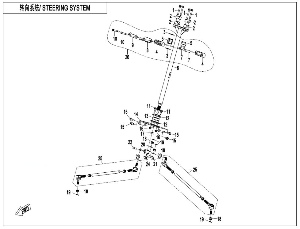 SYSTEME DE DIRECTION POUR CFORCE 625 T3 COURT BASIC BLUE LINE 2022