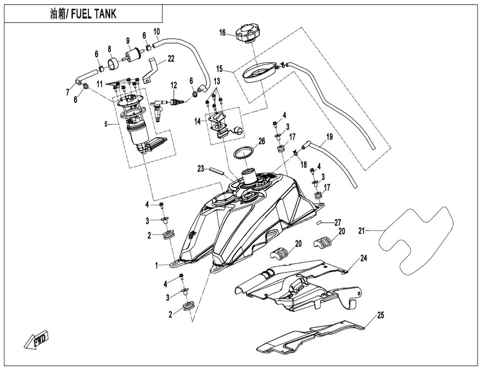 RESERVOIR DE CARBURANT POUR CFORCE 625 T3 COURT BASIC BLUE LINE 2022
