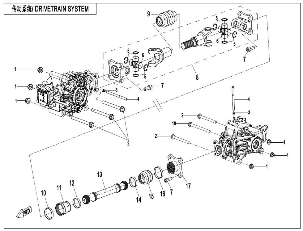 SYSTEME DE TRANSMISSION POUR CFORCE 625 T3 COURT BASIC BLUE LINE 2021