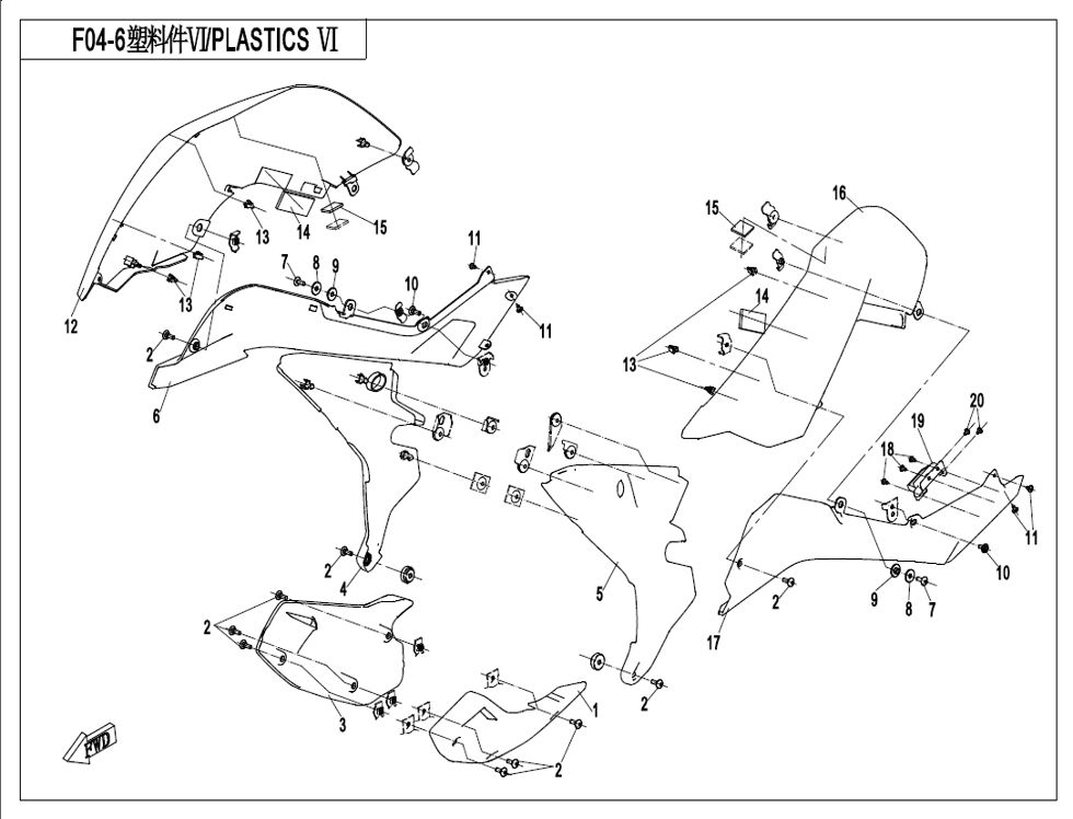 PLASTIQUES 6 POUR CF 650MT A2 AVEC VALISES 2022