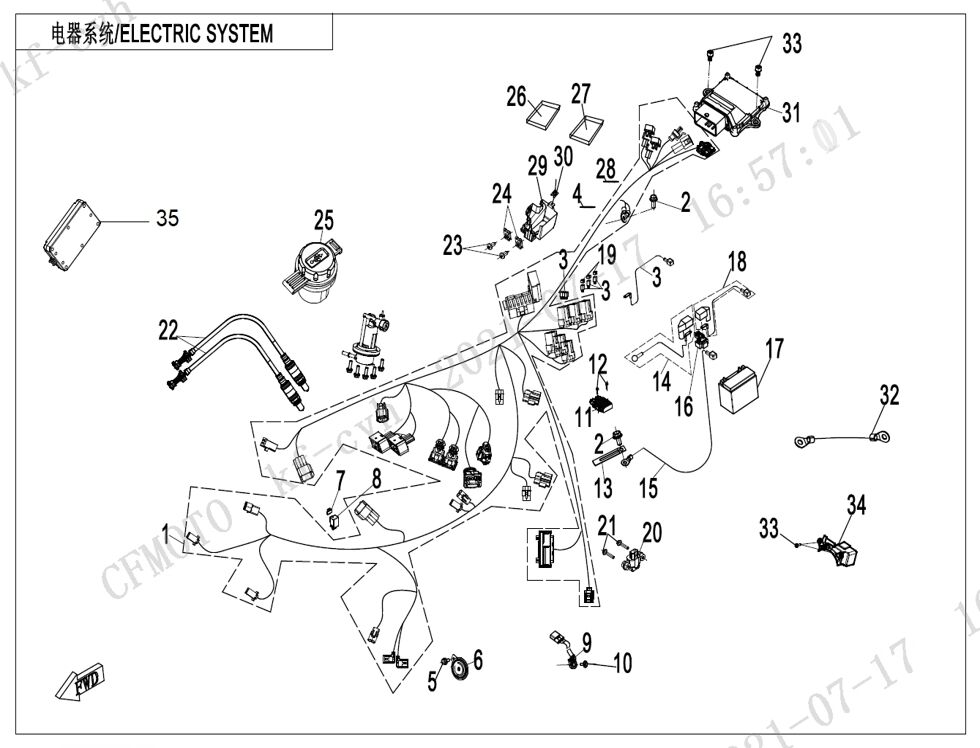 SYSTEME ELECTRIQUE POUR CF 650MT A2 AVEC VALISES 2023
