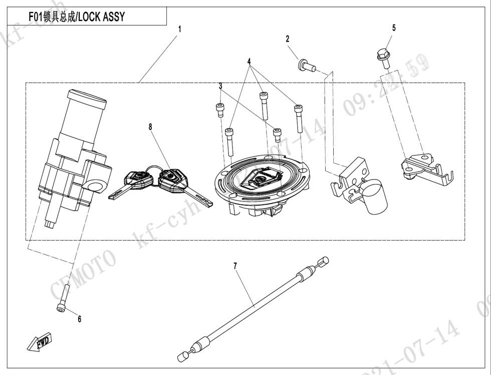 KIT DE VERROUILLAGE POUR CF 650 NK A2 FACELIFT 2022