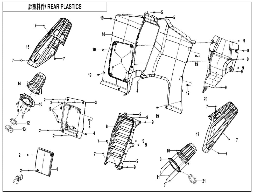 PLASTIQUES ARRIERES POUR ZFORCE 1000 SPORT R EPS 2023