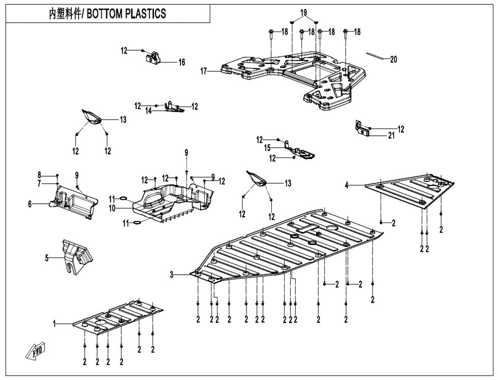 PLASTIQUES INFERIEURS POUR ZFORCE 1000 SPORT R EPS 2024