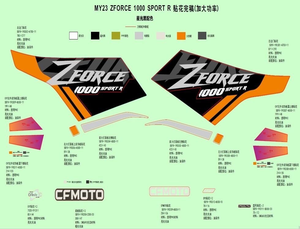 AUTOCOLANTS 2023 NEBULA BLACK POUR ZFORCE 1000 SPORT R EPS 2023