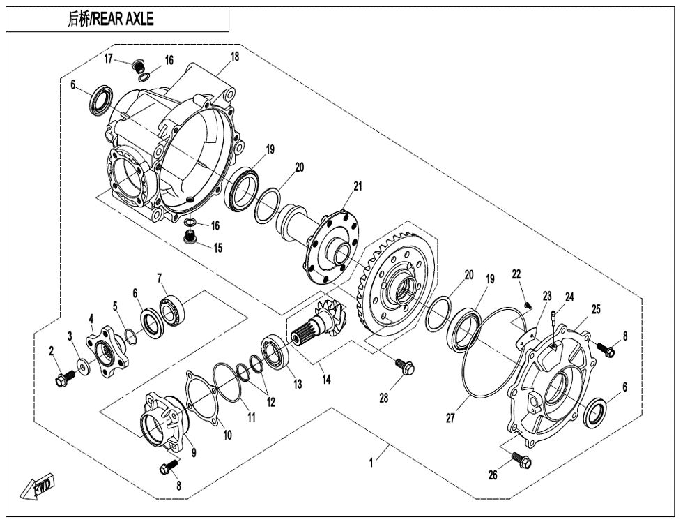 ESSIEU ARRIERE SANS DIFFERENTIEL POUR ZFORCE 1000 SPORT R EPS 2023