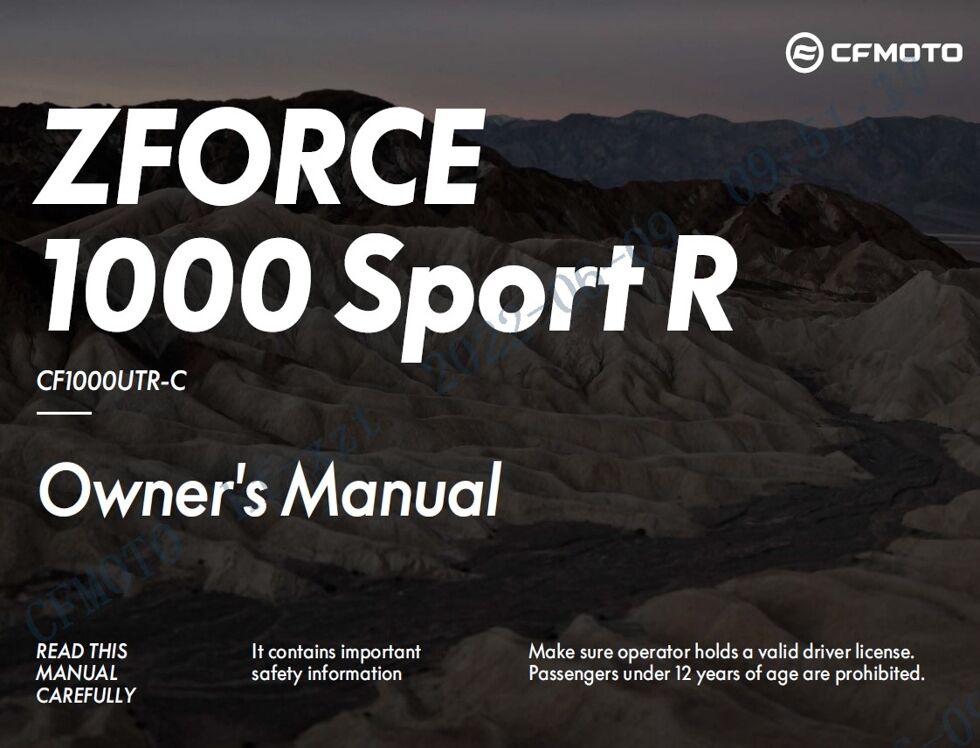 MANUEL PROPRIETAIRE EU167 POUR ZFORCE 1000 SPORT R EPS 2023