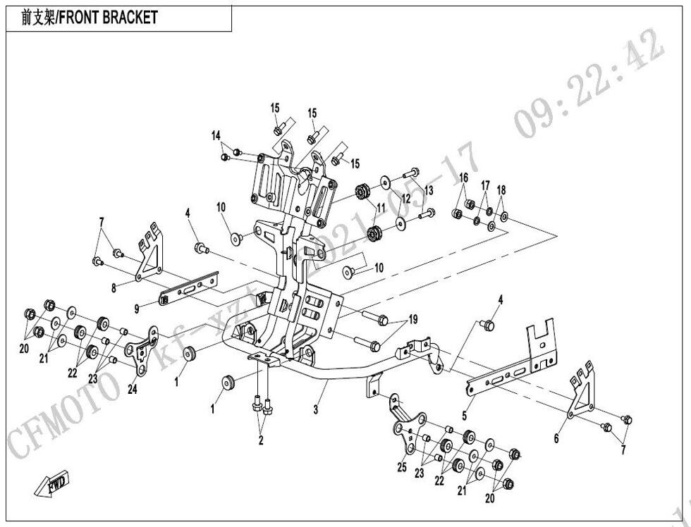 SUPPORT AVANT POUR CF 800MT TOURING 2024