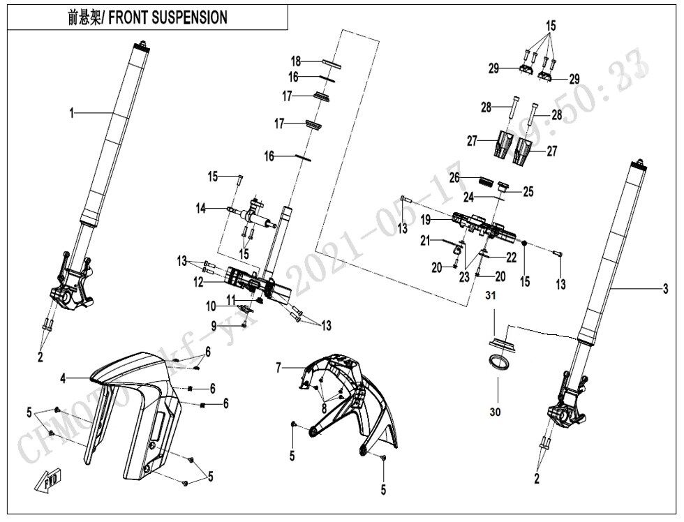 SUSPENSION AVANT POUR CF 800MT SPORT 2022