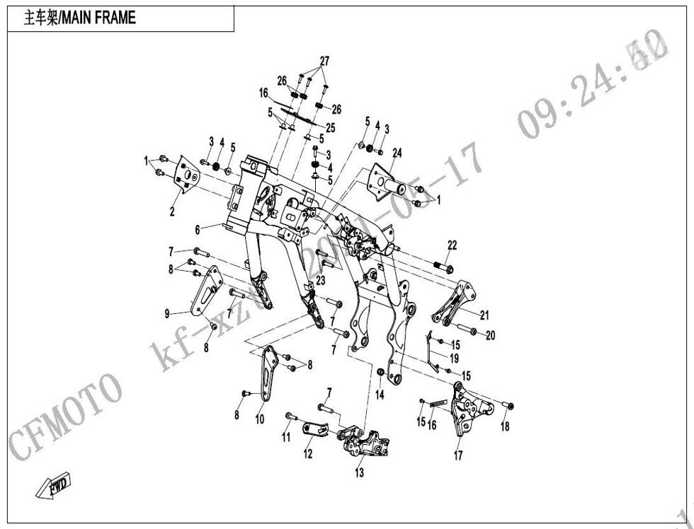 CHASSIS PRINCIPAL POUR CF 800MT TOURING 2023