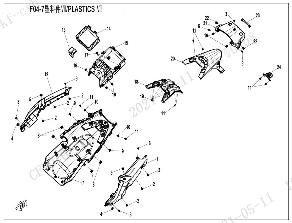PLASTIQUES 7 POUR CF 800MT TOURING 2022