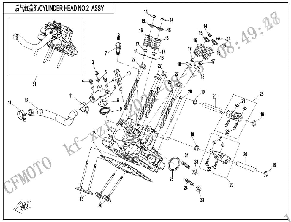 ASSEMBLAGE DE CULASSE 2 POUR CFORCE 1000 T3 EPS 2024