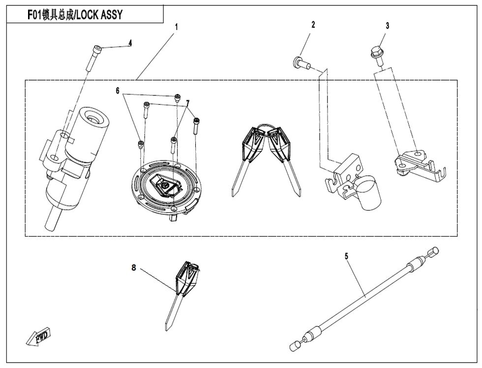 KIT DE VERROUILLAGE POUR CF 650 NK A2 FACELIFT 2021