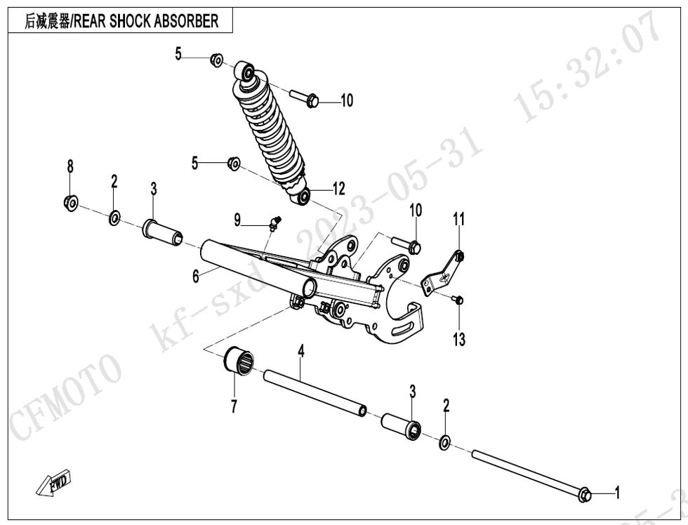 SUSPENSION ARRIERE AJUSTEMENT PAR BOULONS POUR CFORCE 110 KID BASIC 2024