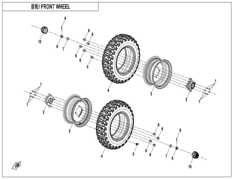 ROUE AVANT POUR CFORCE 110 KID THERMIQUE 2024