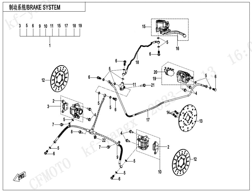 SYSTEME DE FREINAGE AJUSTEMENT PAR BOULONS POUR CFORCE 110 KID BASIC 2024