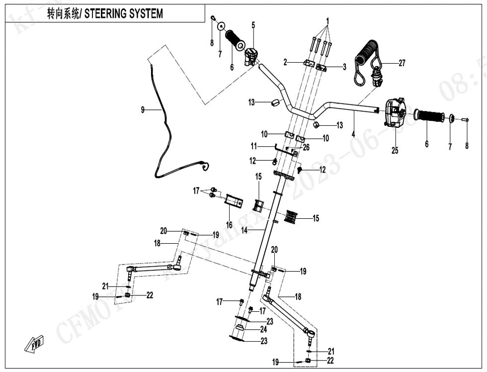 SYSTEME DE DIRECTION POUR CFORCE 110 KID BASIC 2024