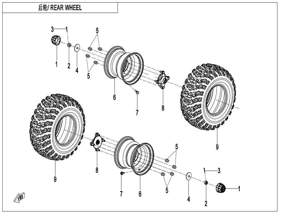 ROUE ARRIERE POUR CFORCE 110 KID BASIC 2024