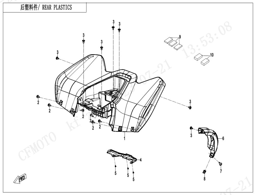 PLASTIQUES ARRIERES POUR CFORCE 110 KID THERMIQUE 2024