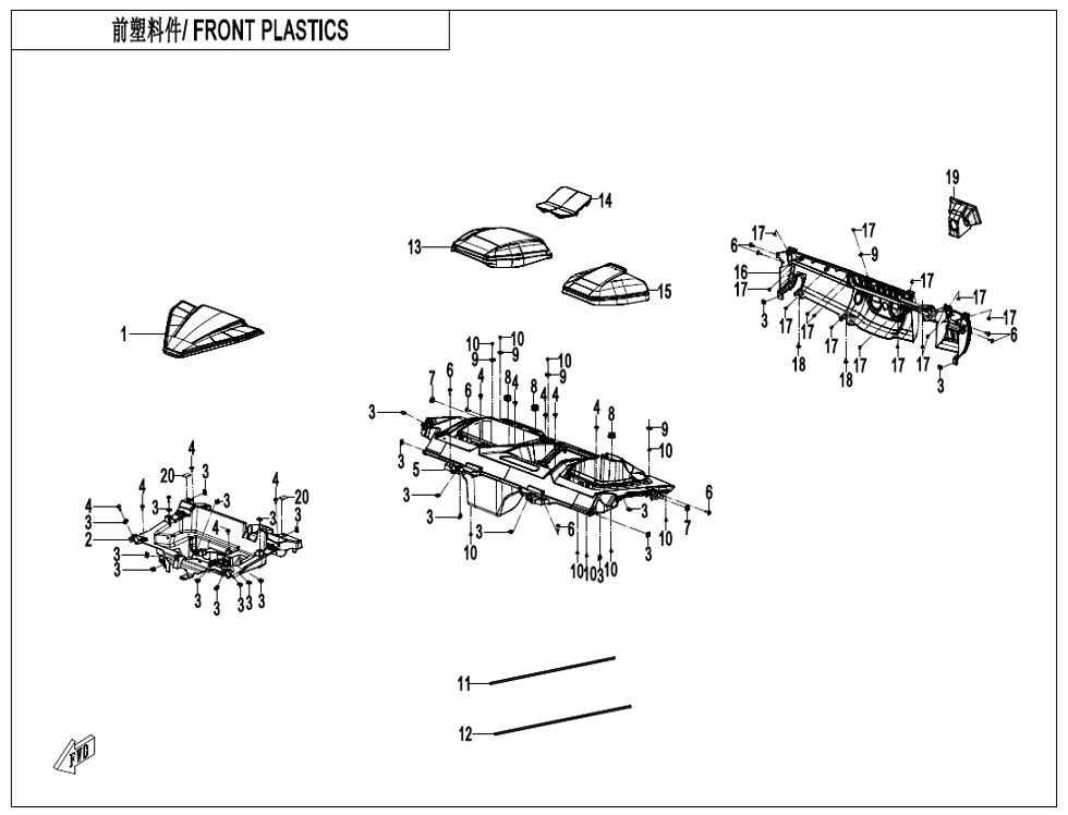 PLASTIQUES AVANT POUR ZFORCE 950 SPORT 2024