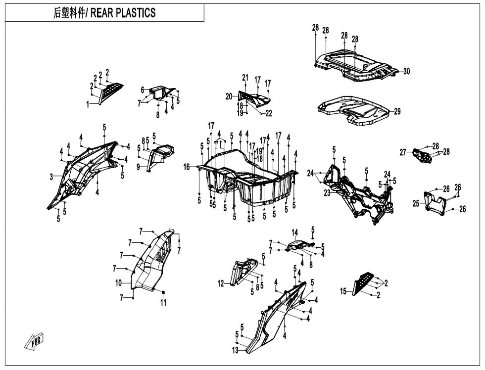 PLASTIQUES ARRIERES POUR ZFORCE 950 SPORT 2025