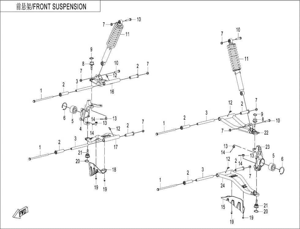 SUSPENSION AVANT POUR UFORCE 600 2024