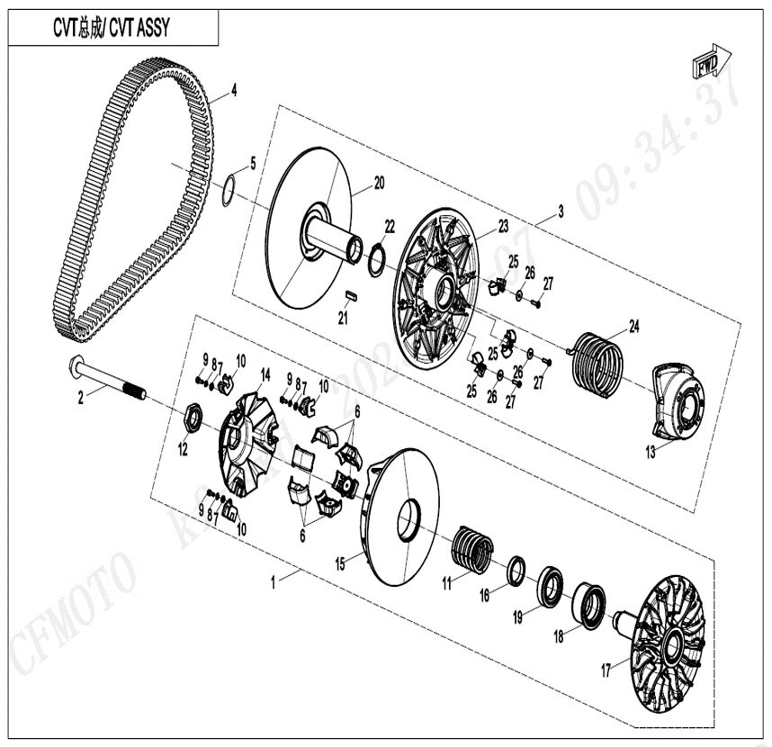 ENSEMBLE EMBRAYAGE ET CVT POUR UFORCE 600 2024