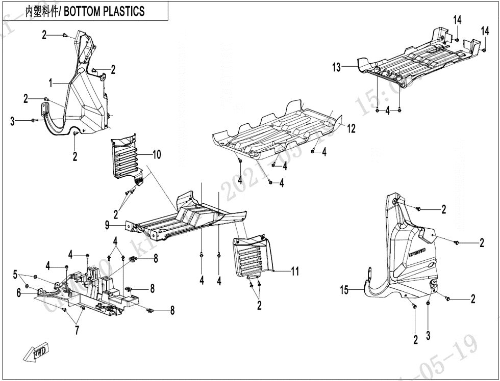 PLASTIQUES INFERIEURS POUR CFORCE 625 TOURING R T3 LONG 2024