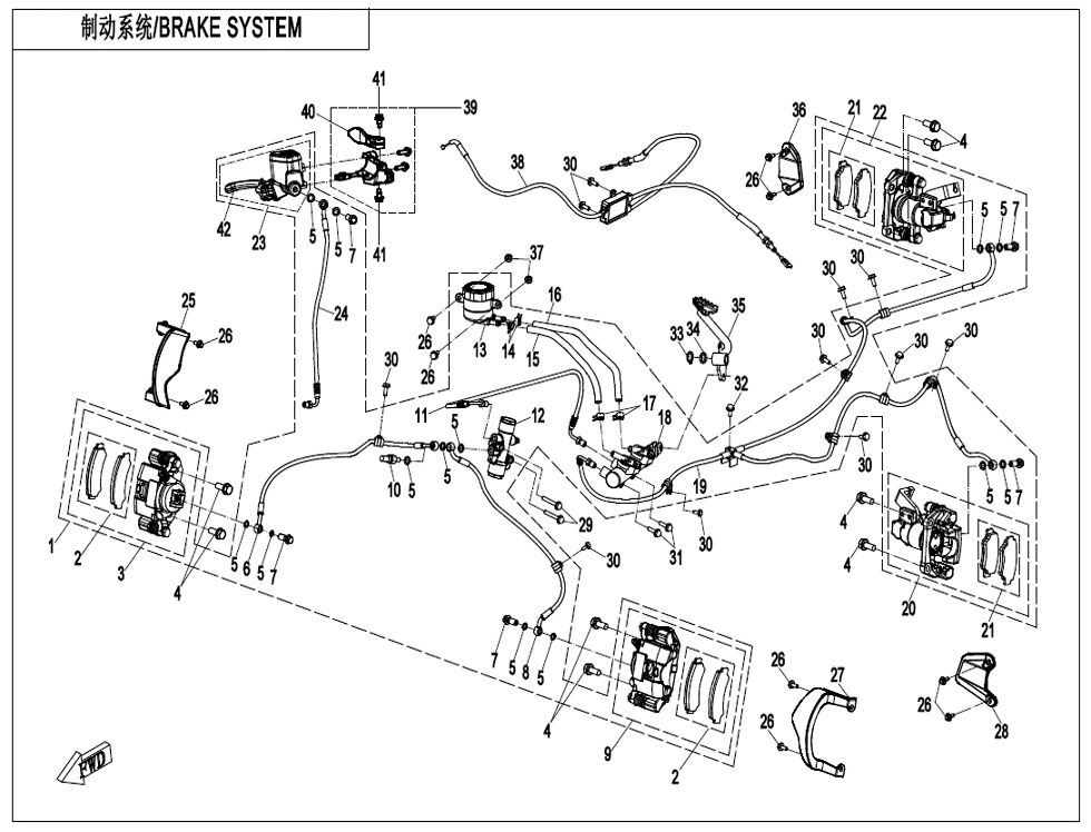 SYSTEME DE FREINAGE DROIT DE STATIONNEMENT POUR CFORCE 625 L7E EPS 2023